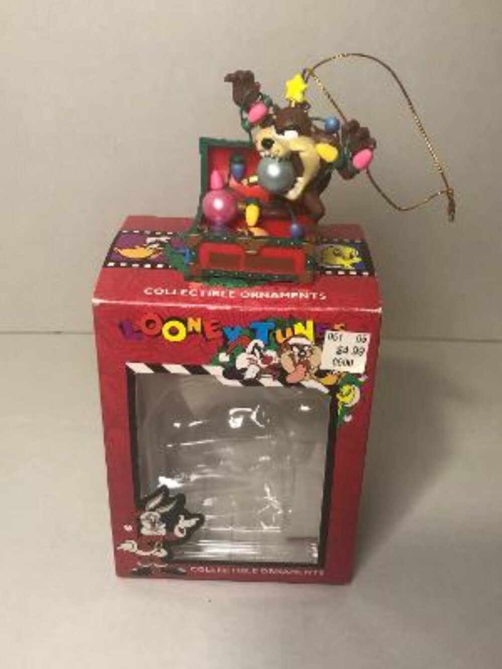 Looney Tunes Christmas Ornament Tazmanian Devil In Box 1995 Taz Lights 90's